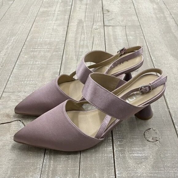 The MODE COLLECTIVE Formation Satin Mid Heel In Dust Pink - Picture 3 of 6